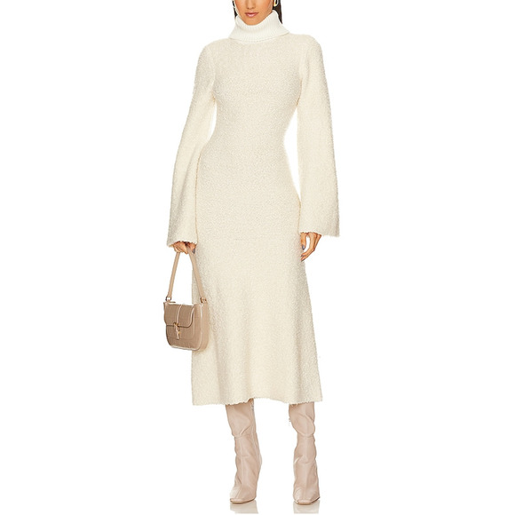 Grlfrnd 'Maeko Boucle' White Turtleneck Dress Size M - NWT - Picture 1 of 5